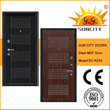 Популярные безопасности стальной лист ПВХ бронированная дверь с МДФ (СК-A224)